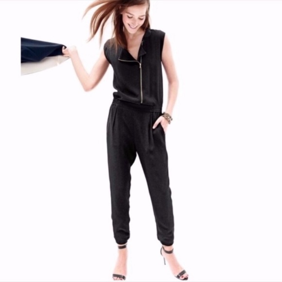 J. Crew Pants - J. Crew Asymmetrical Zip Sleeveless Black Jumpsuit, size 2